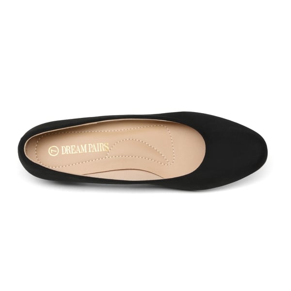 Low Heel Chunky Pump Shoes - BLACK SUEDE - 2